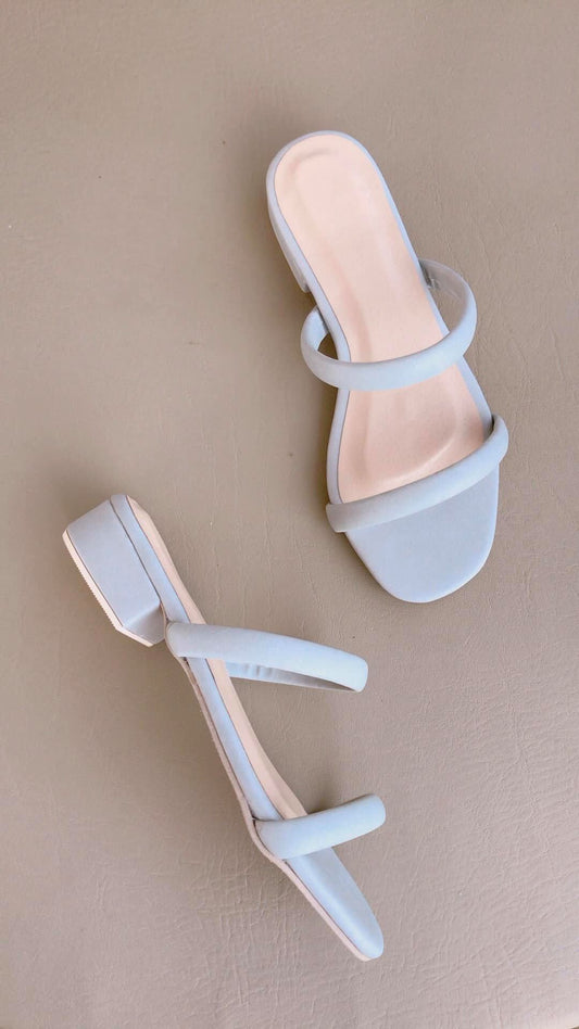 Comfy Blue Block Heels with Straps