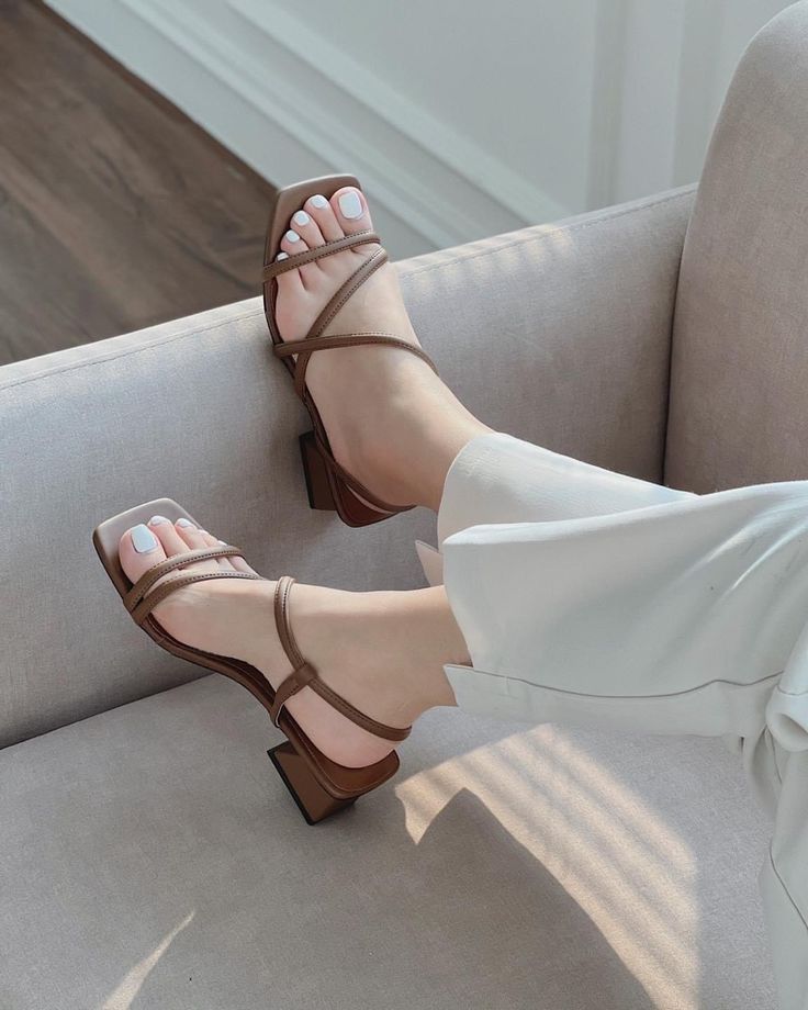 Black Strappy Block Elegant Heels