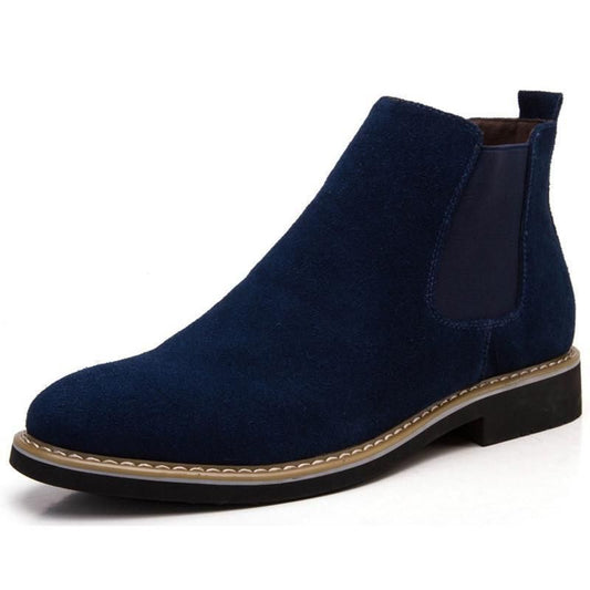 Classic Navy Suede Chelsea Boots